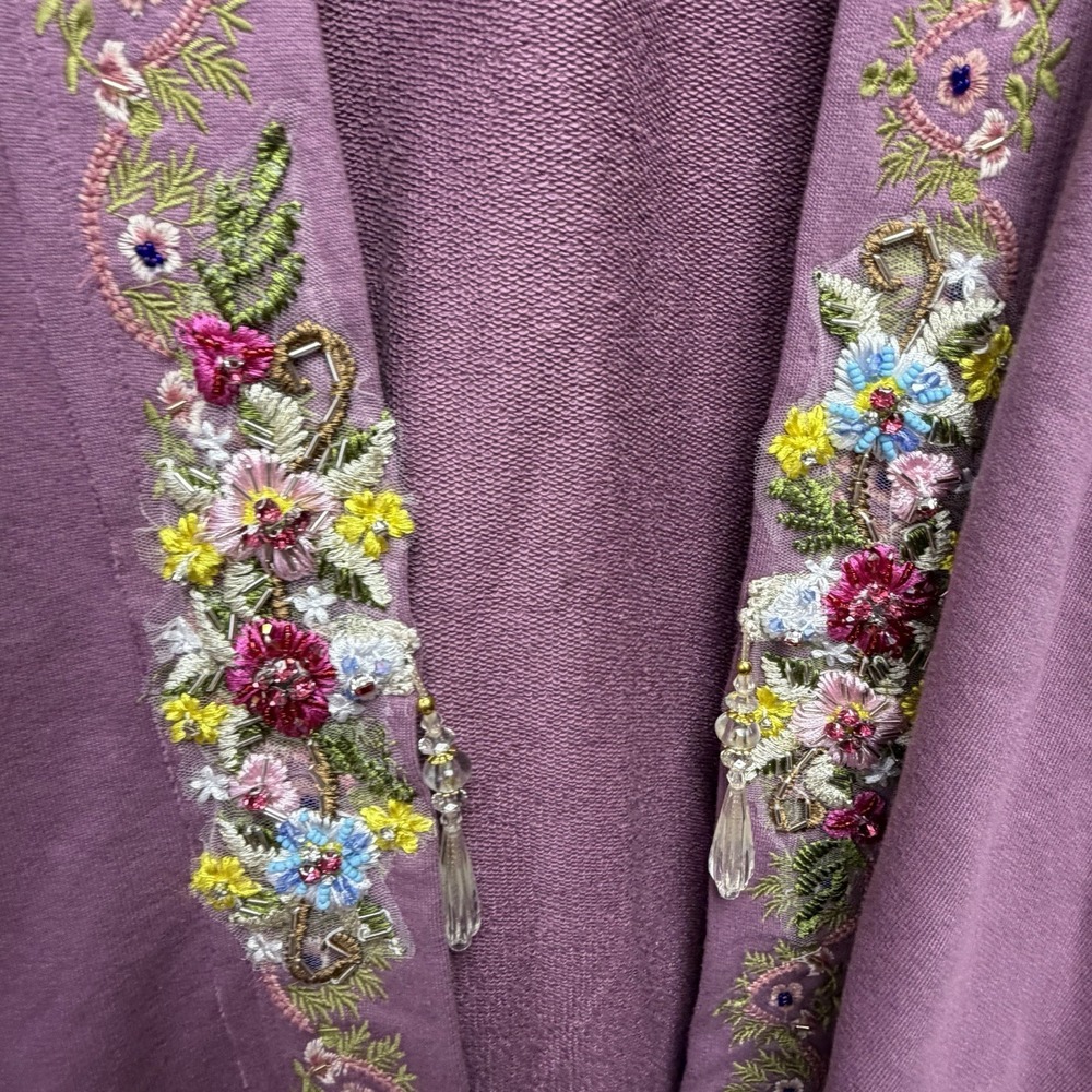 Aratta Juliette Embellished French Terry Kimono One Size Floral Boho‎ Hippie - Picture 4 of 13